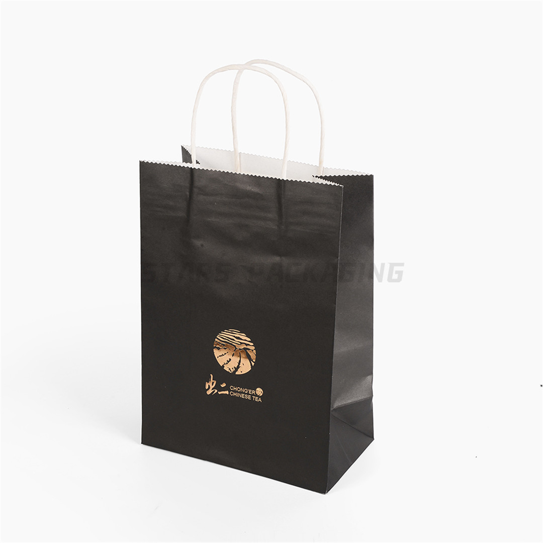 Black Twisted Handle Paper Bags with Foiled Logo (2)